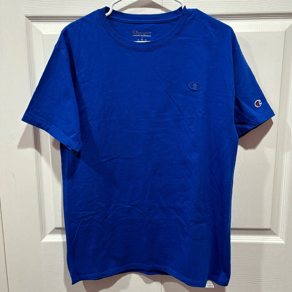 CHAMPION Men’s Classic Cotton C Logo Short Sleeve Tee T Shirt Top - blue, size M